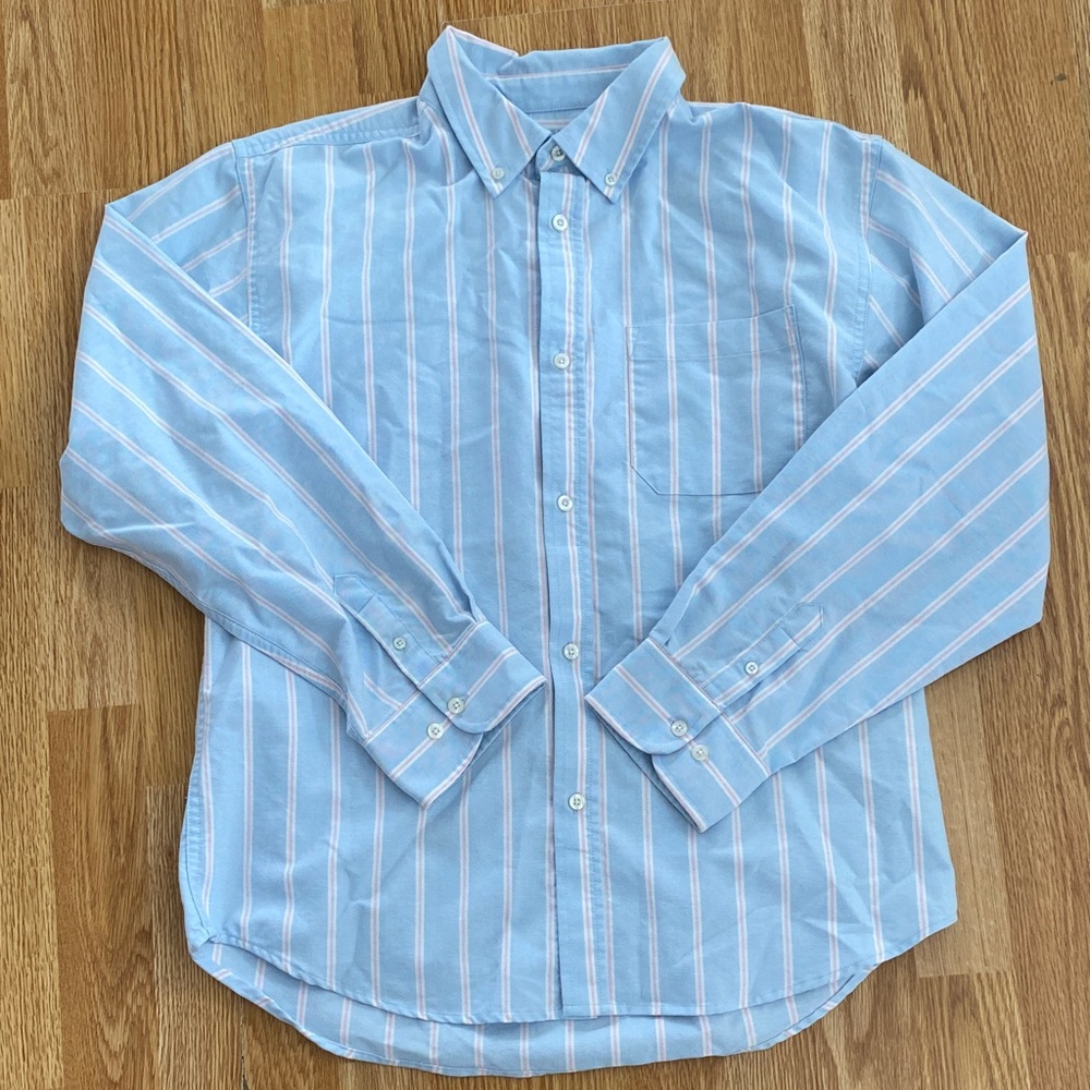 5 for $25! Boys Light Blue and Pink Husky Button Down Shirt